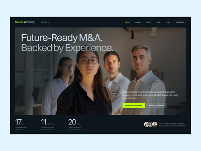 Nexvia advisory - Website design for M & A company! acquisition corporate figma landing page landing page design mergers minimal modern ui web webdesign website design
