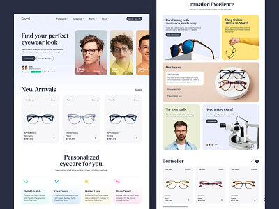 Eyewear Website Design colorful design e commerce eye wear eyewear illustration landing page online shopping sunglasses ui web web design webdesign website