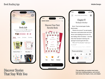 Book Reading Mobile App app design book app book club book reading books branding clean design interface product reading reading app typography ui ux