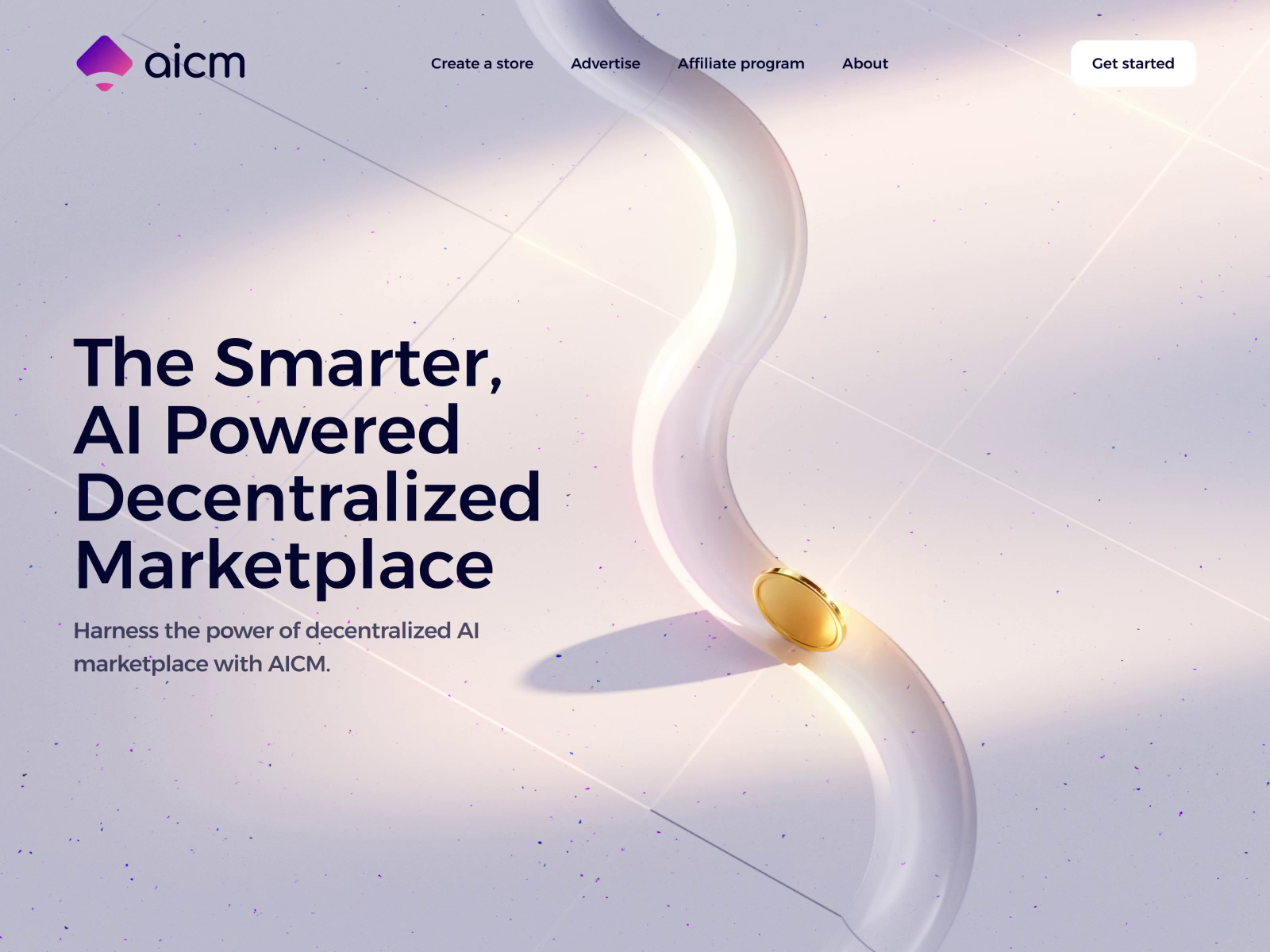 Example of AICM landing page web design 3D animation