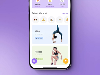 Yoga Mobile App – Animated Version animation app design graphic design interface mobile ui ux yoga