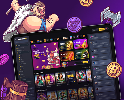 Viking-Themed Casino Website casinoart casinobranding casinographics casinowebsite casinoworld customcharacters fantasycasino gamblingdesign gameillustration gaminginterface handdrawncharacters igamingdesign onlinecasino slotdevelopers slotgameart slotsdesign uxuidesign vikingcasino