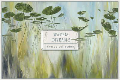 Fresco collection Water Dreams art decor design fabrics floral floral background fresco graphic design home decor illustration interior mural wall wall art wallpaper water lilies