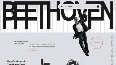 Music Stream Landing page concept flat colors interaction design minimalist motion graphics visual design