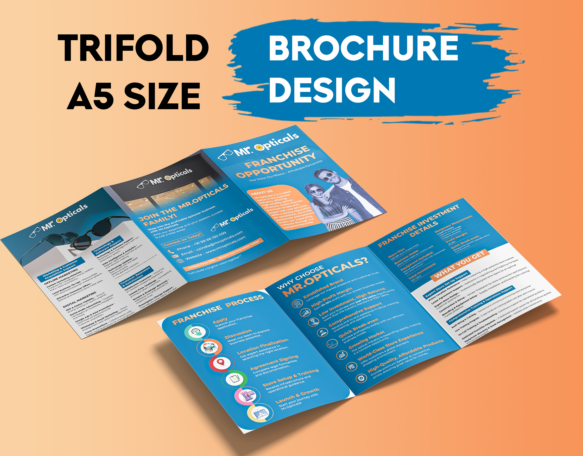 Opticals Brochure Design | A5 Size Trifold Brochure a5brochure branding brochure brochuredesign brochureinspiration businessbrochuredesign corporatedesign custombrochuredesign flyer design franchisebrochure graphic design marketingcollateral opticalfranchise trifoldbrochure typographydesign