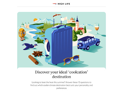 British Airways – High Life Magazine 'Coolcations' quiz conceptual cool climate destination editorial holiday mountain travel travelcase whale watching