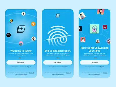 Vaulty Onboarding UI. app app design crypto design onboarding ui