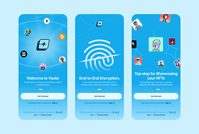 Vaulty Onboarding UI. app app design crypto design onboarding ui
