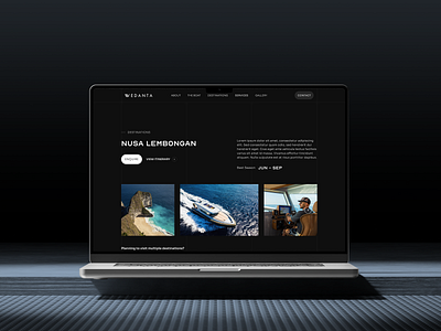 Vedanta agency boat charter club destination experiences landing page luxury maritime marketing ocean services sophisticated ui ux web design website yacht