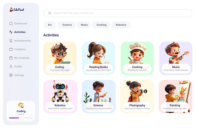 🎨 A Fun Learning Hub for Kids! 🌟 creativelearning dribbble kidslearningplatform uidesign uxdesign webdesign