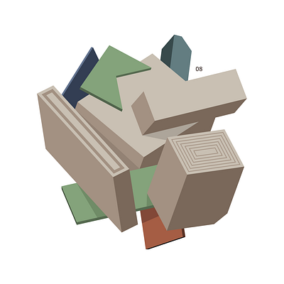08 3d architecture block cube design digital editorial flat icon illustration indonesia monochrome nft vector