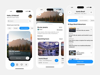 Travel Mobile App app app design app interfaces best app design dailyui daly ui design home screen mobile app modern app ui modern ui travel app ui ui design ux