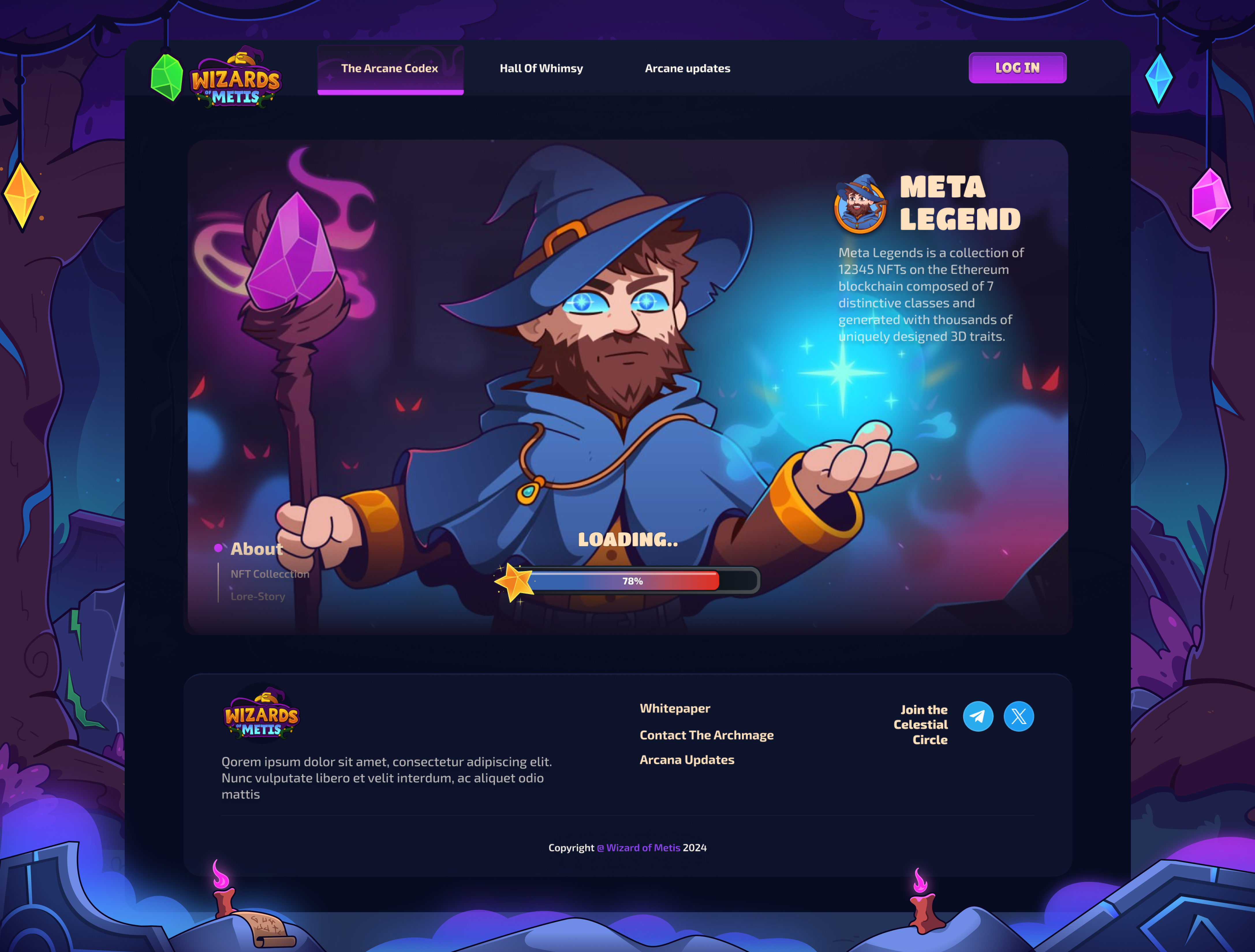 Wizards of Metis: Loading page casino dark theme gambling game art game illustration game ui illustration loading loading page loading screen page ui ui design ui ux web web design website wizard