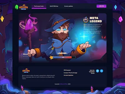Wizards of Metis: Loading page casino dark theme gambling game art game illustration game ui illustration loading loading page loading screen page ui ui design ui ux web web design website wizard