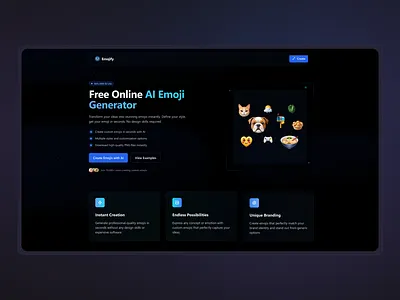 Emojify - AI Emoji Generator aiemojigenerator branding creativetools customemoji emojidesign figma figmadesign uidesign uiux