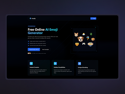 Emojify - AI Emoji Generator aiemojigenerator branding creativetools customemoji emojidesign figma figmadesign uidesign uiux