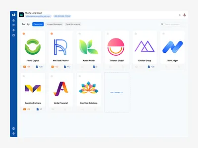 Company Selection Dashboard - SaaS adminpanel b2bsaas cleanux companydashboard dashboarddesign datamanagement enterprisesoftware financeplatform multitenantui saasinterface userportal