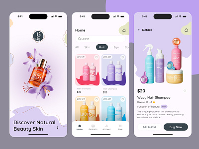Cosmetics App app beauty cosmetics design latest minimal mobile modern products salon ui uiux