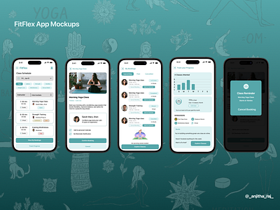 FitFlex - A Fitness App desdin figma fitenessapp illustrator ui uiux design ux yogaapp