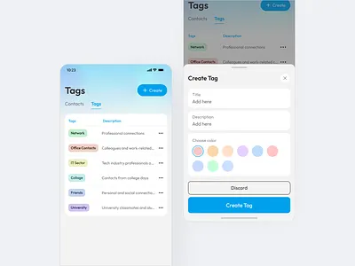 Contact Tags - OVAL Digital Revamp animation app assign branding contacts design digital identity graphic design illustration minimal mobile mobile app motion graphics tags typography ui ui design