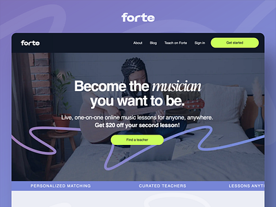 Forte | Music Startup Web Design & Brand Refresh app design brand design branding graphic design marketing design musictech social media design startup ui web design website website design