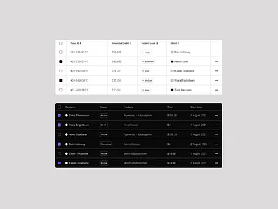 tables examples design ui ux web white
