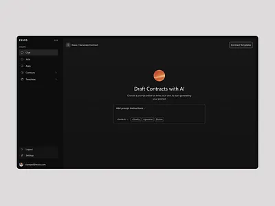 draft contracts with AI black design ui ux web