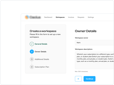 Create workspace dashboard ai cleaninterface dashboardprogress design formdesigninspo modernb2bdesign onboardingux stepbystepui subscriptionsetup ui user experience ux uxui uxwizard workspaceflow