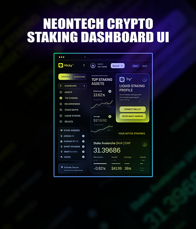 NeonTech Crypto Staking Dashboard UI animation crypto dashboard moodboard staking ui ux