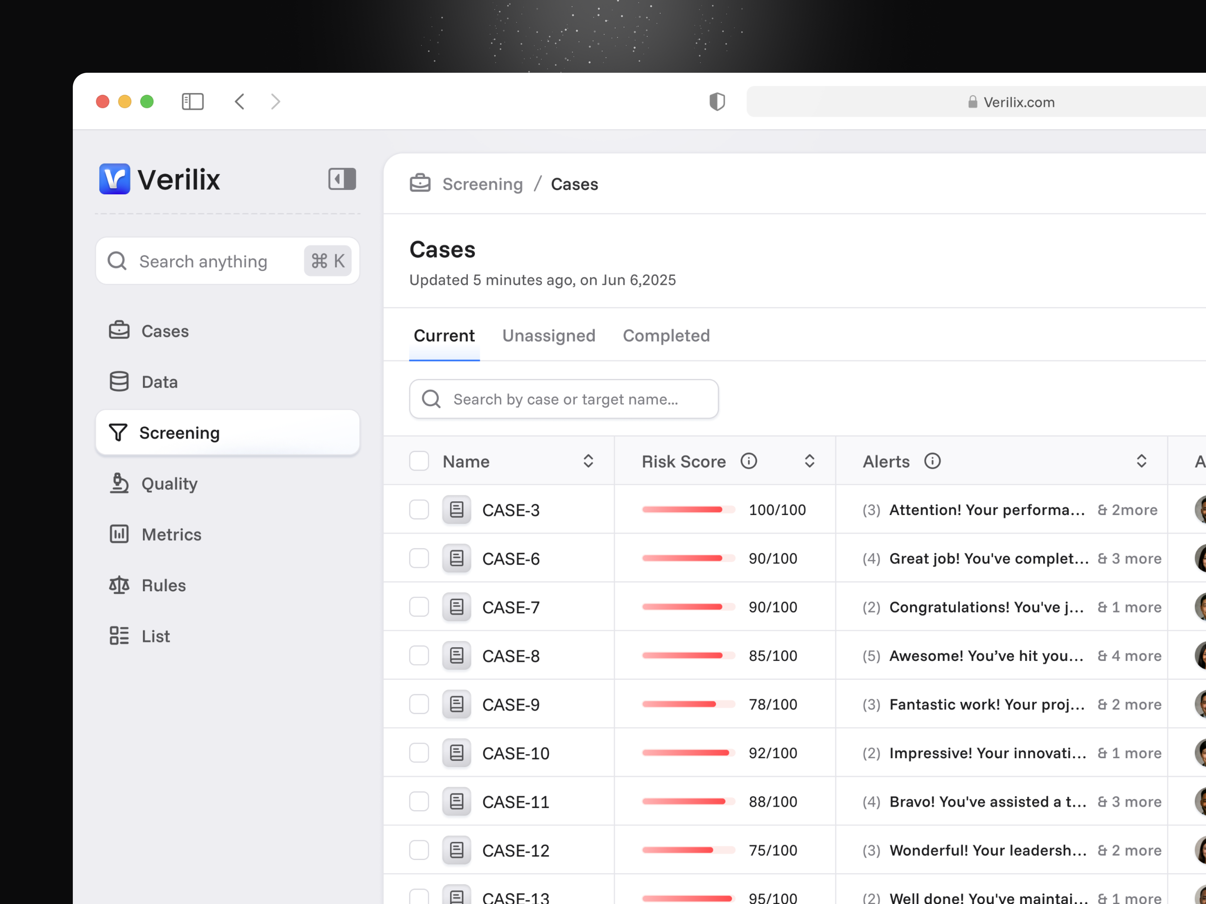 Screening Page - Modular Anti‑Money Laundering (AML) Platform adeiza designs ai aml dashboard graphic design product design saas saas dashboard ui ui design ui ux design uiux user interface ux web app