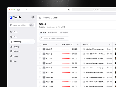 Screening Page - Modular Anti‑Money Laundering (AML) Platform adeiza designs ai aml dashboard graphic design product design saas saas dashboard ui ui design ui ux design uiux user interface ux web app
