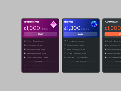 Pricing Cards | SXSW London branding conference darktheme event package pass plans platinum pricing ticket ui visualdesign webdesign