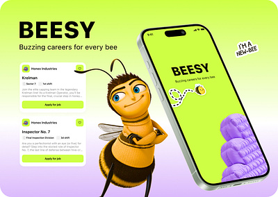 Beesy – Job Search App for Bees ios job search app mobile app ui uxui