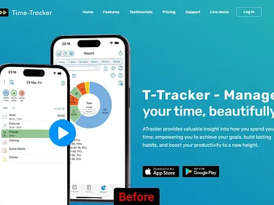 Productivity Mobile App Website, Before-After conversion conversionrateoptimization customerexperience desktop download leadgeneration mobile mobileapp redesign userexperience userexperiencedesign uxdesign uxui website