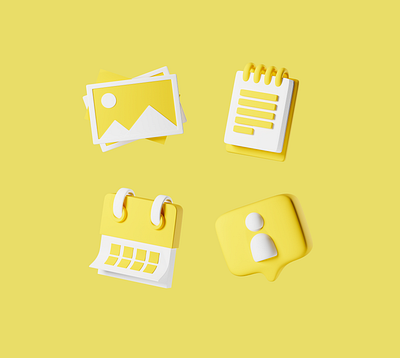 Office Icons 3d calendar dialog icons note office photo pic yellow
