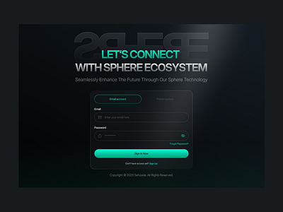Sphere - Dark Mode Website Login Page authentication dark dark mode glassmorphism landing page login login page sign in sign up uiux uiux design uiuxdesign web design web3 website website design