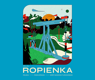 Kiwon ilustracja kiwon plakat przyroda ropa wieś