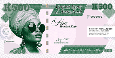 Currency Design for SprayKash branding currency events graphic design
