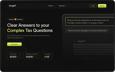 Website UX Design for Taxgpt branding design illustration product design saas ui ui design uiux uiux design ux design