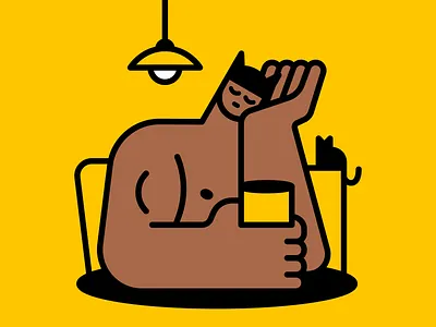 Morning btmn cat character coffee darkpenguin design editorialillustration home house illustration kitchen morning sleep ui vector wakeup