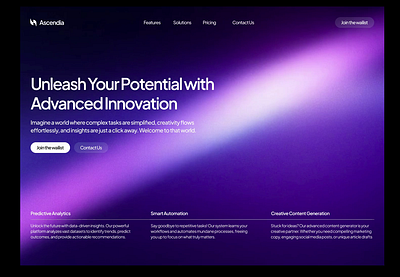 Ascendia Hero Section 3d hero motion graphics ui ux web