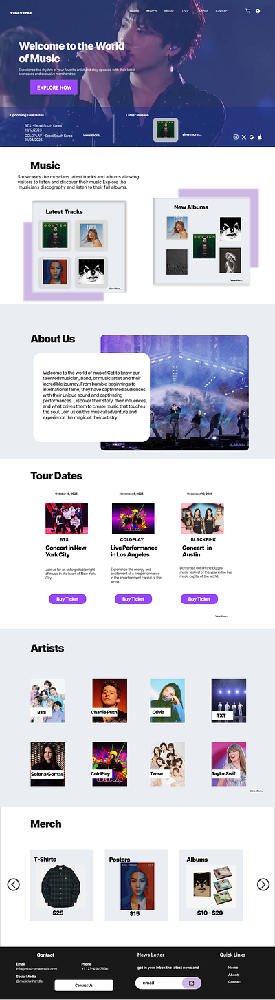 Music Website Design branding design ui ux