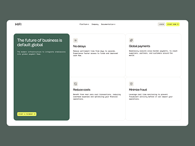 HIFI - Global Stablecoin Payments Platform UI Concept blockchain blockchain ui clean clean ui cryptocurrency fintech global payments hifi landing page minimalist modern ui payment payment platform ui ui design user experience user interface ux ux design uxui
