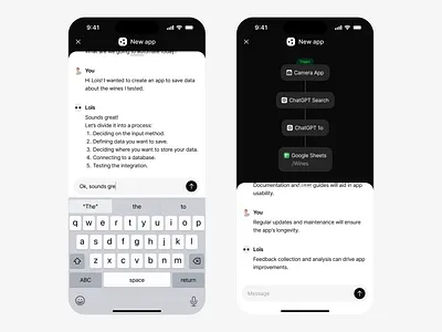 Personal Agent Creator App ai app chat chatbot future genai message no code ui ux workflow