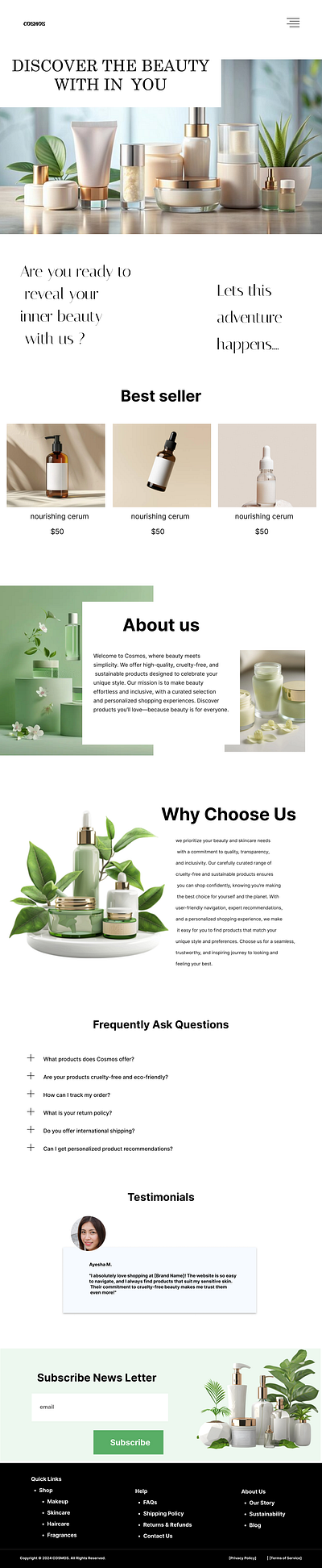 Cosmetic Website Design branding design ui ux