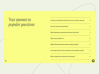 Heva Health - Friendly & Clear FAQ UI Concept clean design concept faq design health tech minimalist platform platform design question and answer support page ui design user friendly user interface ux design ux ui web design yellow yellow palette