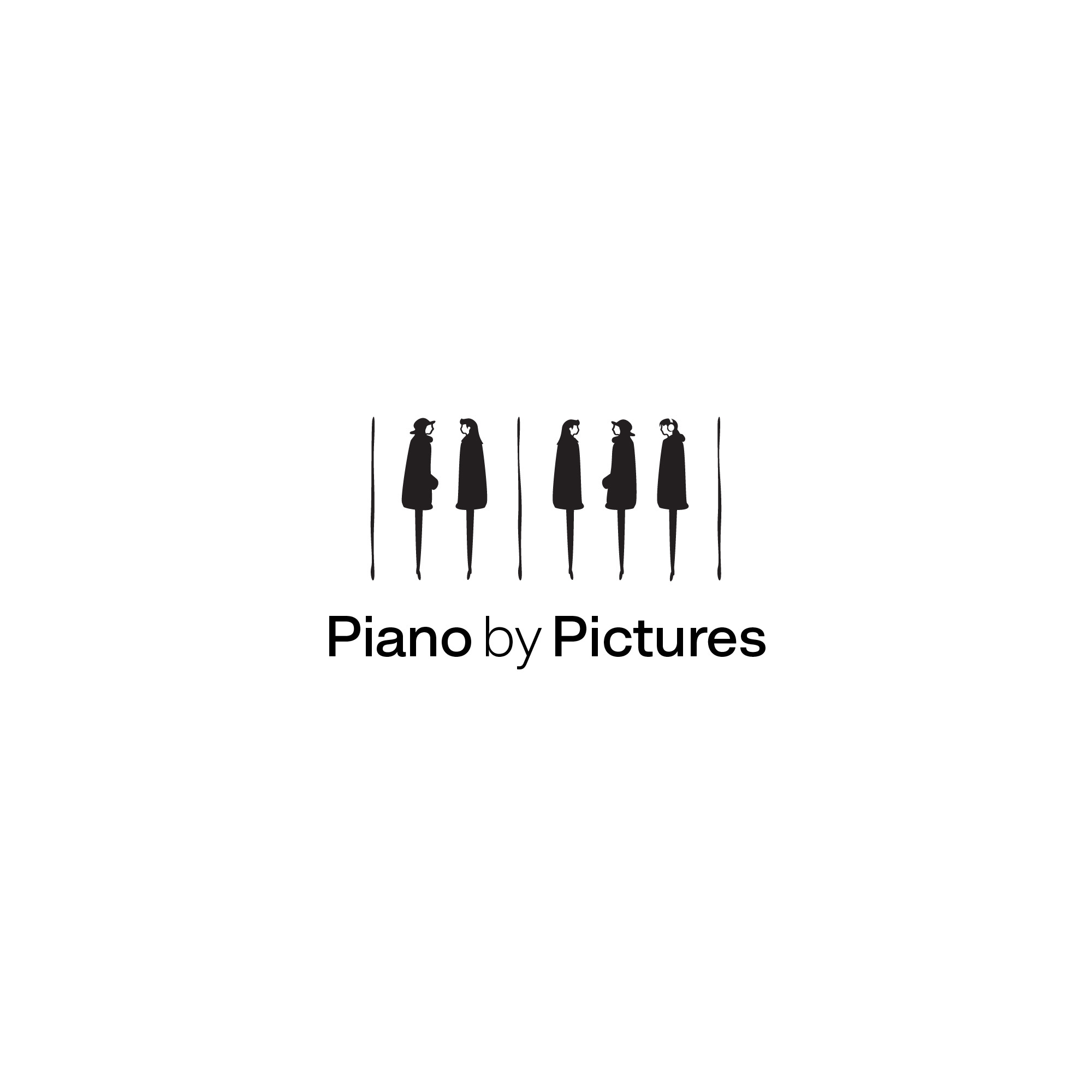 Piano by Pictures (piano lessons) abstract branding brandmark conversation design illustration logo piano key piano tuts woman fashion