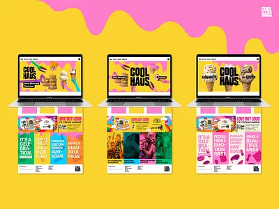 Web Design for Ice Cream Brand bold bright cpg food frozen fun hero ice cream pink shopify ui ux web web design yellow