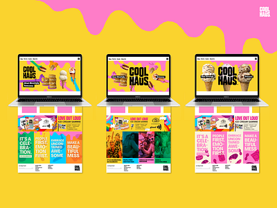Web Design for Ice Cream Brand bold bright cpg food frozen fun hero ice cream pink shopify ui ux web web design yellow