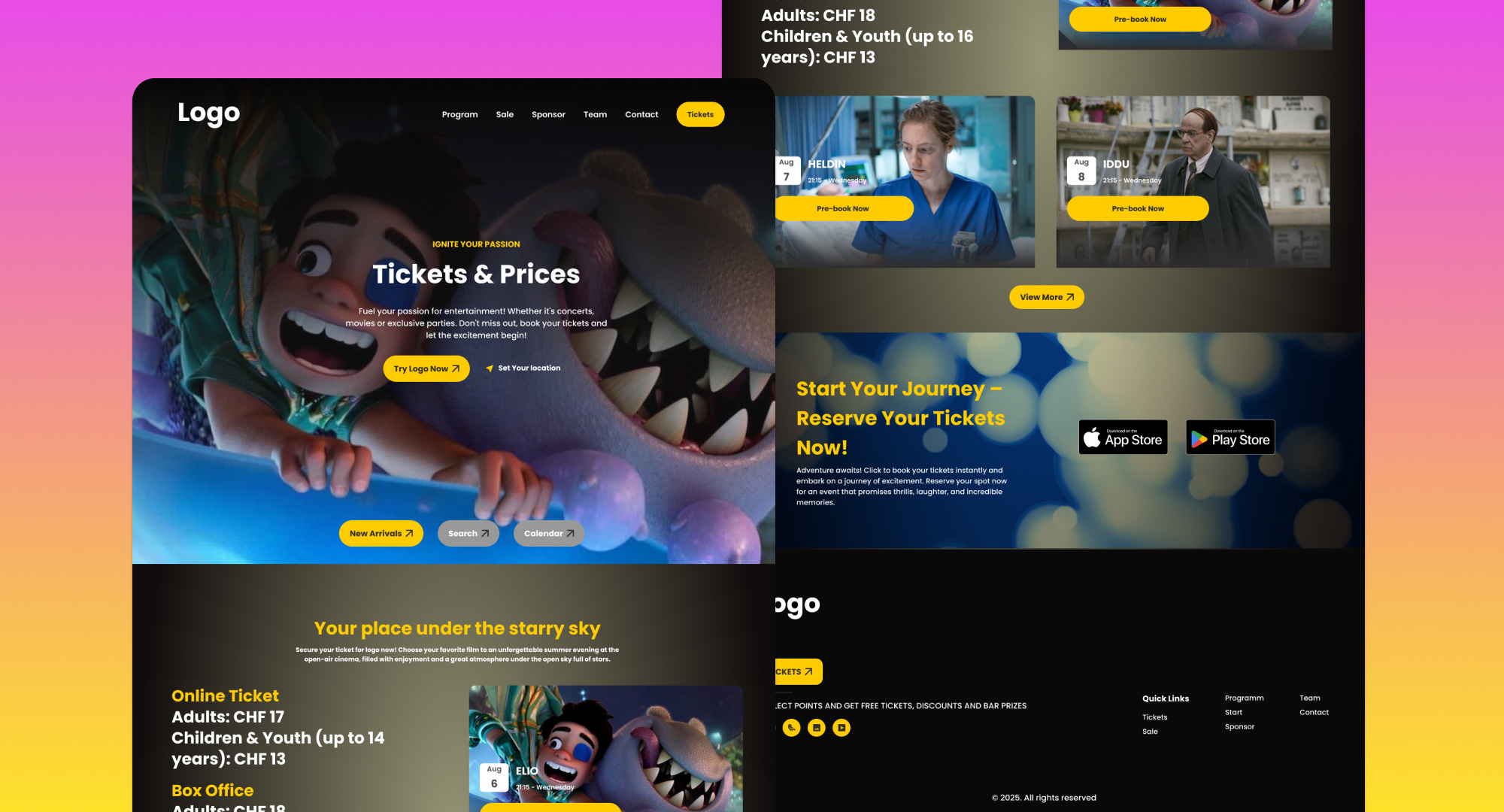 Landing Page for Cinema Ticketing figma graphic design landing page portal ui uiux ux web